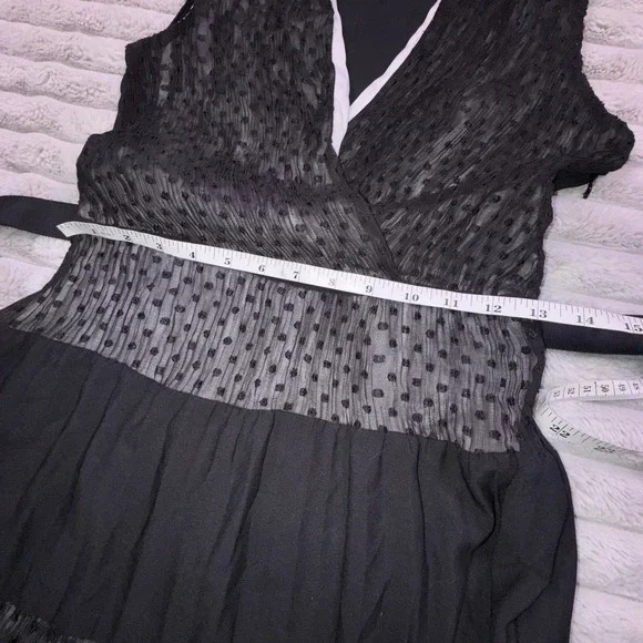 Sandro Paris Women's Small Black Swiss Dot Tiered Ruffle Dress Coquette Luxury - Picture 8 of 15